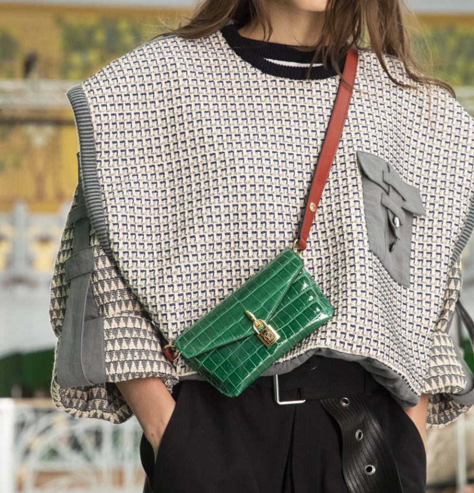 Street style office wear featuring vintage Louis Vuitton crossbody